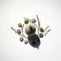 Handmade Japanese Zen Vase - Flat Lay with Cherry Blossom