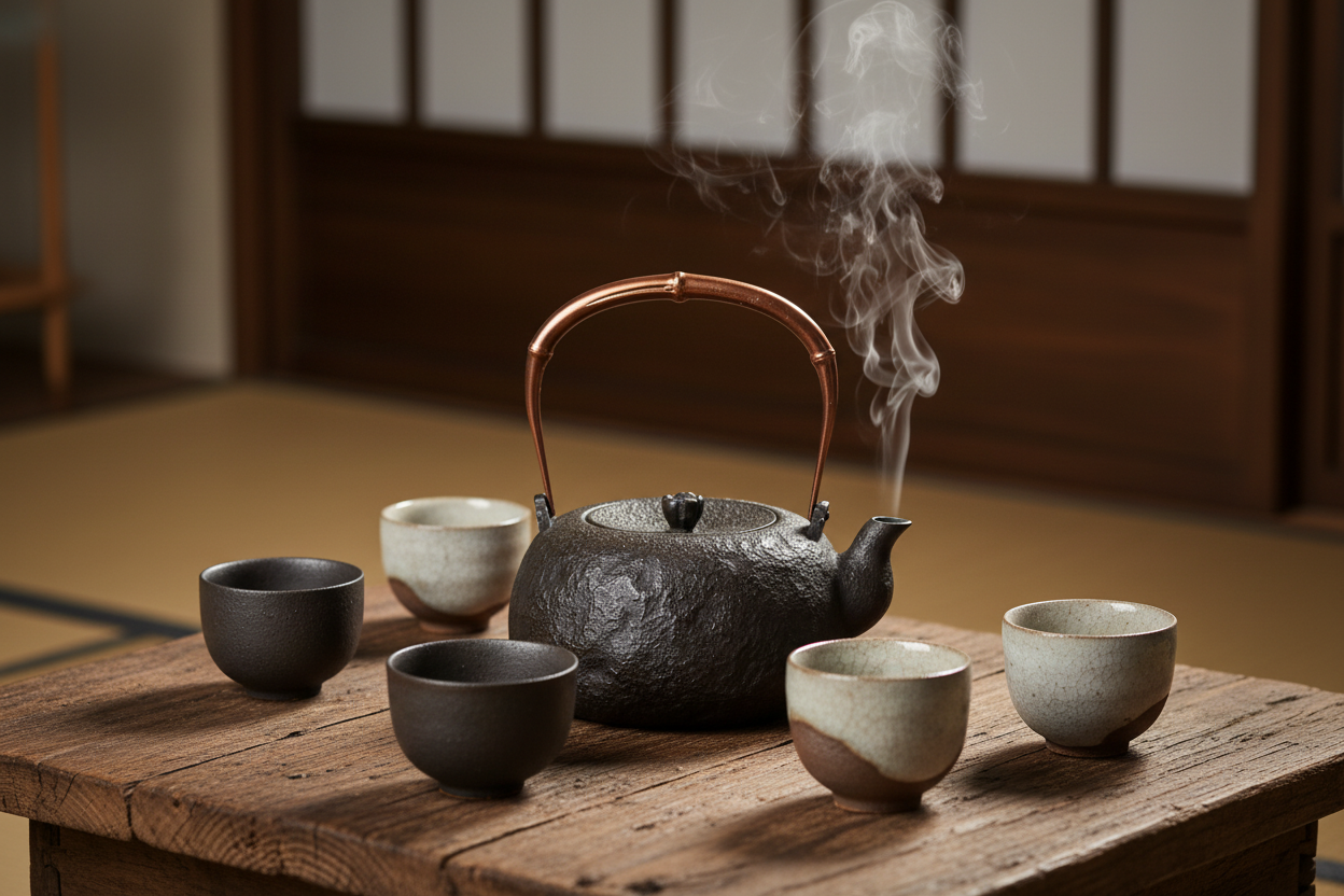 Japanese Cast Iron Tetsubin Kettle - Tea Ceremony Lifestyle