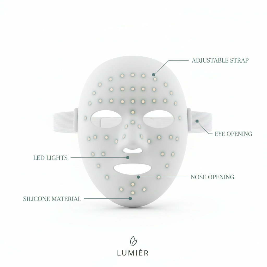 LED face mask diagram - LAKA style