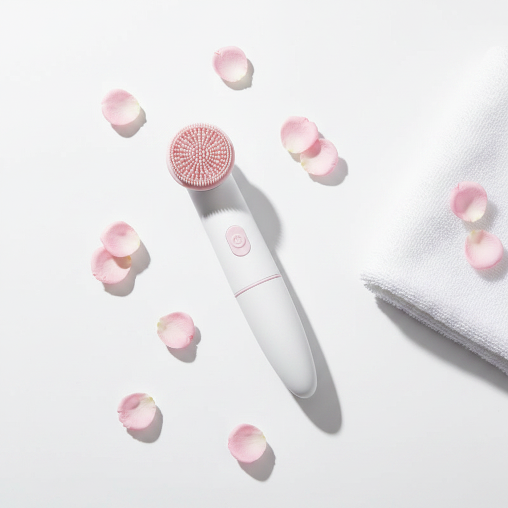Electric Silicone Facial Cleansing Brush - Flat Lay