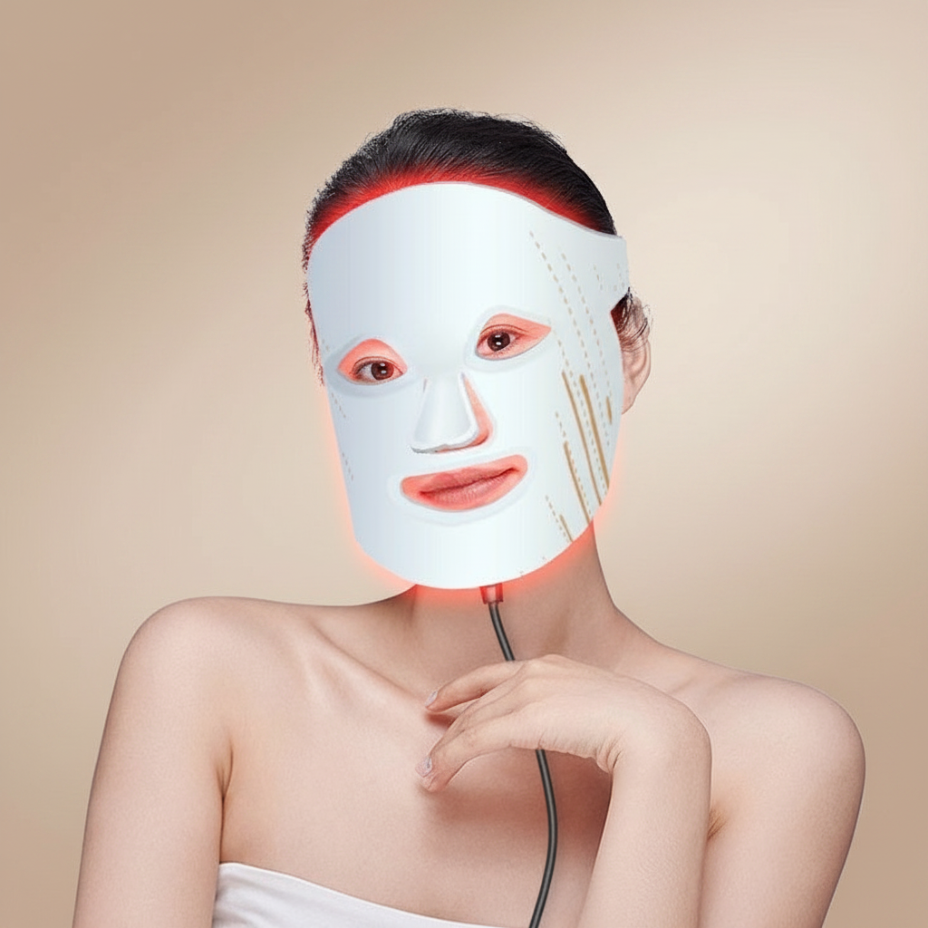 Woman wearing LED face mask - LAKA style