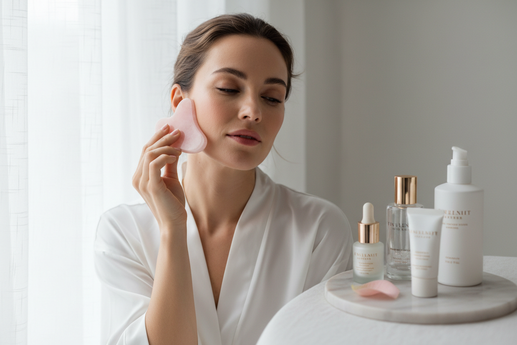 Rose Quartz Gua Sha - Lifestyle Use on Face